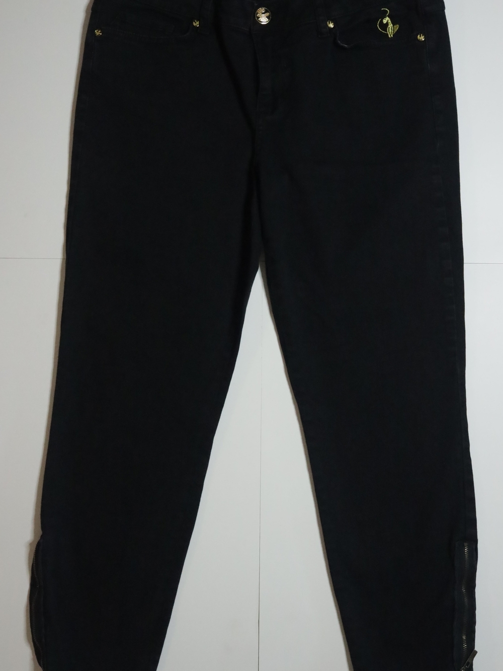Baby Phat Women’s Size 17 Black Gold Ankle Mesh Skinny Jeans Y2K Millennial